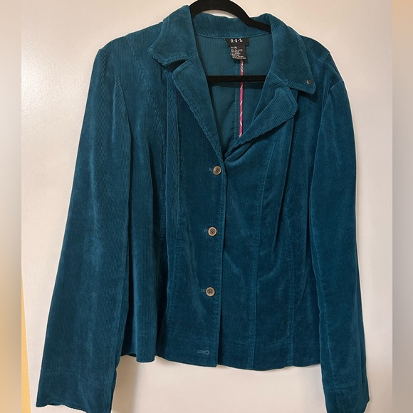 RQL peacock blue corduroy jacket with bronze buttons, women's size XL - Picture 1 of 5
